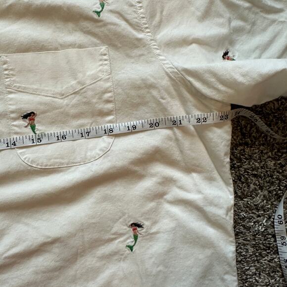 GAP Mermaid Embroidered Button Down Shirt Size L Casual Indie Preppy Indie Luxe - Picture 6 of 9